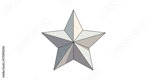 A gleaming five-pointed metallic star with sharp points and faceted surfaces.