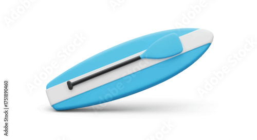 Bright Blue Stand-Up Paddleboard with White Accents and Paddle.