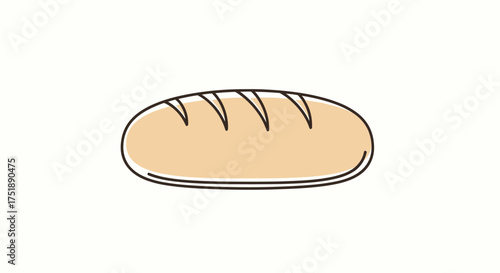 Simple Cartoon Loaf of Bread Illustration with Scored Top.
