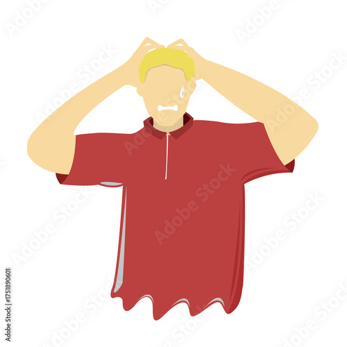 an illustration of a panicked man