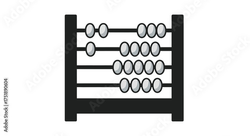 Simple Black and White Abacus for Mathematical Calculations.