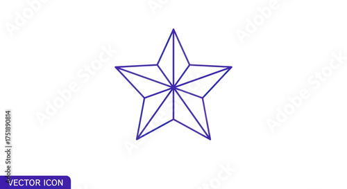 Geometric Five-Pointed Star Outline Icon.