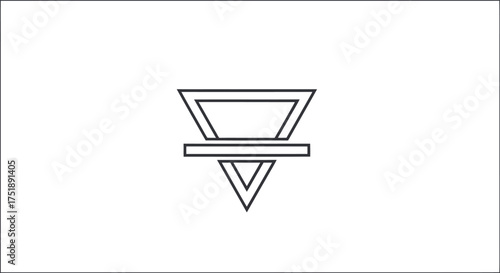 Alchemical Earth Element Symbol Line Art Icon.