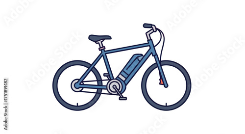 A blue electric bicycle with a battery pack mounted on the frame.