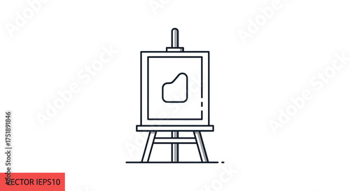 Simple Line Art Easel Displaying Abstract Artwork.