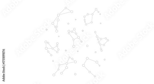 Abstract Network of Connected Dots and Lines on White Background.