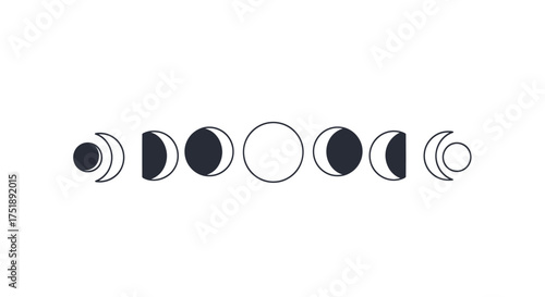 Minimalist Moon Phases Illustration in a Row.