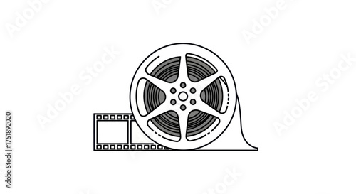 Vintage Film Reel with Strip of Movie Film.