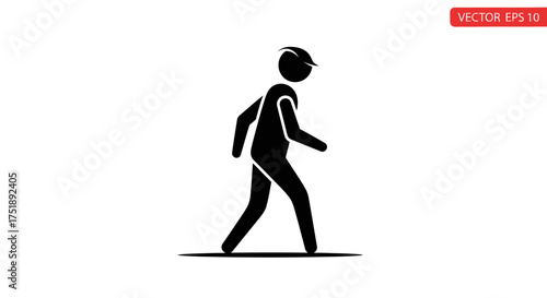 Silhouette of a person walking with a slight forward lean.