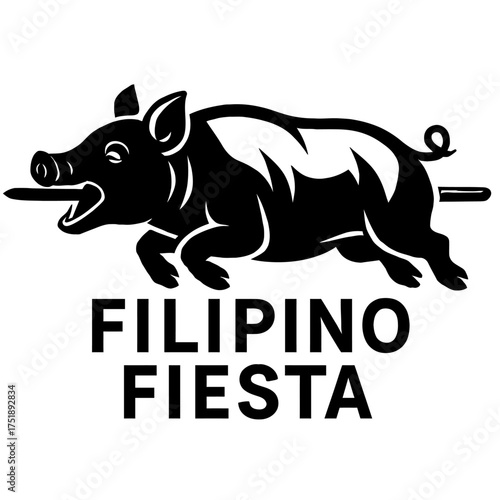 Filipino Fiesta Lechon Logo Design: Authentic Roasted Pig Illustration for Cultural Celebrations, Philippine Food Events, and Traditional Party Decorations - Perfect for Restaurants & Food Brands.