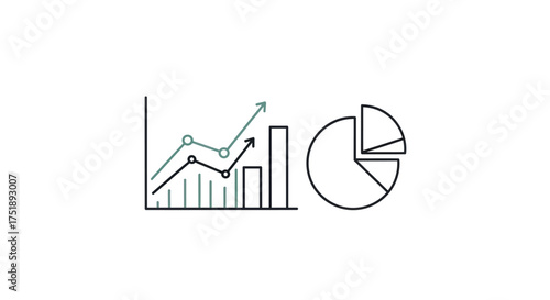 Simple Black and White Business Data Charts and Graphs.