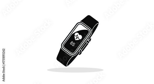 Black Smartwatch with Heart Rate Display Modern Wearable Technology.