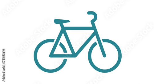 Simple Teal Line Art Bicycle Icon.