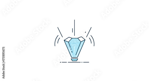 Stylized Blue Diamond with Sparkling Light Rays.