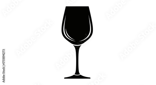 empty wine glass, Elegant silhouette icon of a single wine glass.