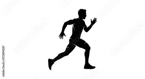 Dynamic silhouette icon of a person running or jogging