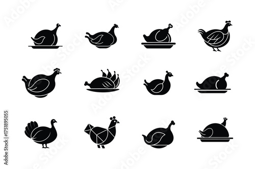 black and white food icons