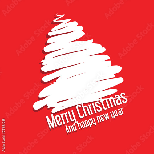 Merry Christmas with abstract pine tree temple design  .eps