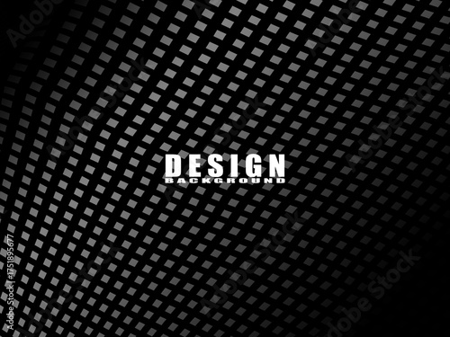 Abstract vector illustration with geometric pattern of gray gradient slanted squares over dark background, suitable for poster, cover, banner or graphic template.