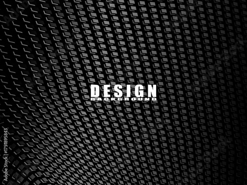 Abstract vector illustration with geometric pattern of gray gradient slanted squares over dark background, suitable for poster, cover, banner or graphic template.