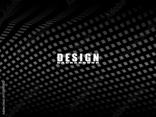 Abstract vector illustration with geometric pattern of gray gradient slanted squares over dark background, suitable for poster, cover, banner or graphic template.