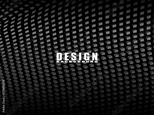 Abstract vector illustration with geometric pattern of gray gradient slanted squares over dark background, suitable for poster, cover, banner or graphic template.