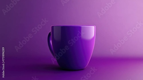 A single purple coffee cup sits on a table