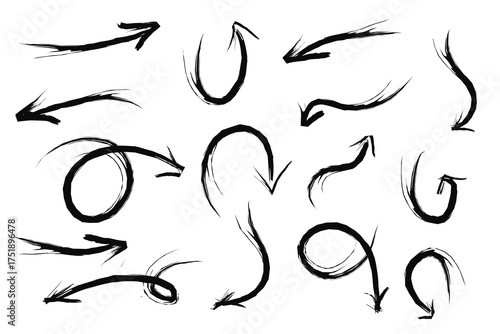 set of arrow brush stroke style.eps