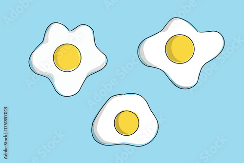 set of fried eggs vector illutration.eps