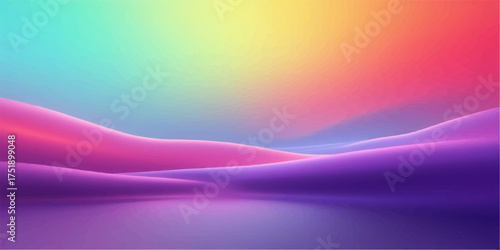 Vibrant abstract landscape with softly glowing hues of pink purple blue and yellow
