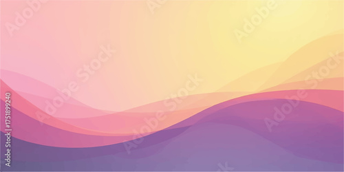 Soft pastel waves of pink yellow and purple abstract background gentle flowing design