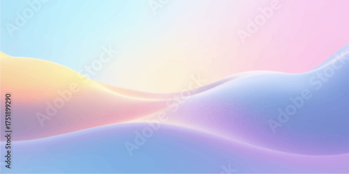 Soft pastel gradient waves abstract background with gentle light and smooth curves