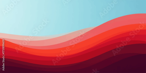 Abstract flowing waves of vibrant red and soft blue colors creating a dynamic background