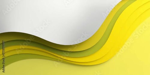 Abstract flowing waves of yellow and green colors creating a modern dynamic background