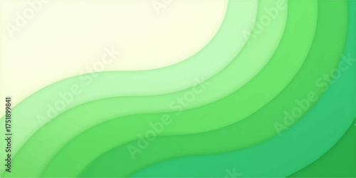 Abstract flowing green and cream waves creating a modern organic background texture