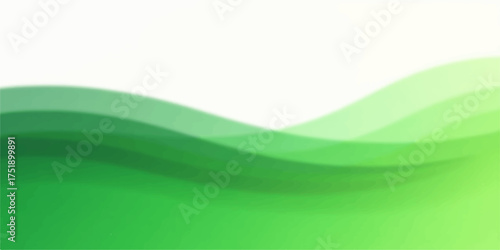 Abstract flowing green waves with soft gradients on a white background creating a serene and organic feel