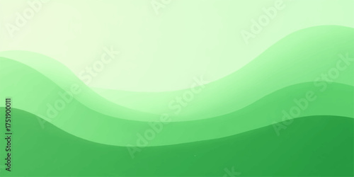 Abstract flowing green waves with smooth gradients and soft light creating a calming and organic background