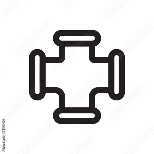 Vector art of crossroads pipe fitting icon