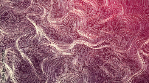 Abstract wavy lines in shades of red and teal, creating a flowing texture