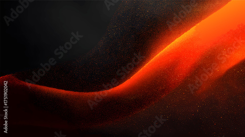 Abstract red and black background with flowing curves and sparkles.