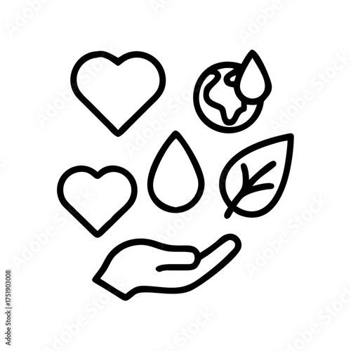 Hand holding nature elements for environment care