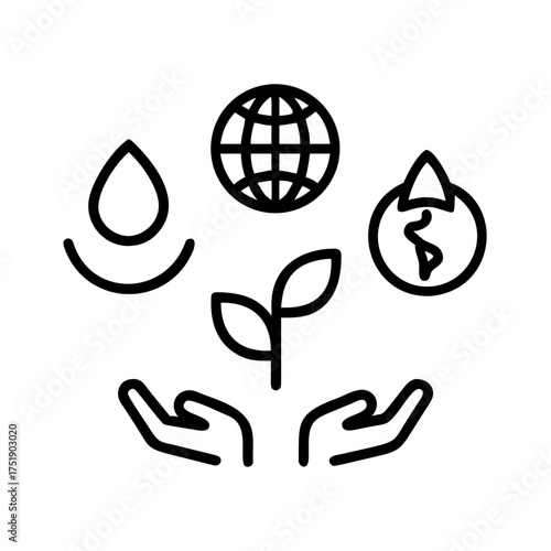 Hands holding nature elements for environmental care