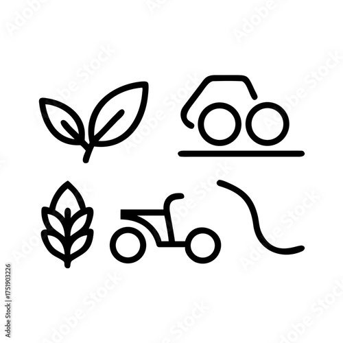 Line art illustration of agriculture elements