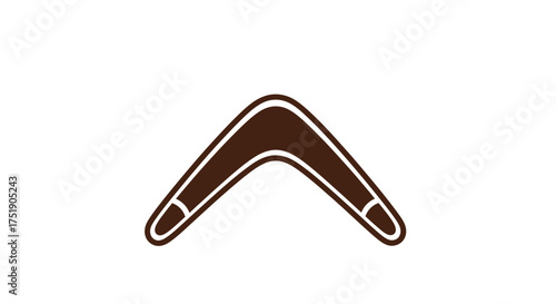 Simple brown boomerang icon illustration.