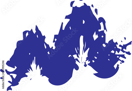 Abstract dark blue brush stroke or paint blot isolated on White Background
