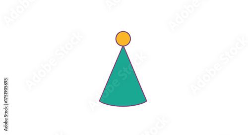 Teal Cone with Yellow Sphere: Simple Geometric Shape Illustration.