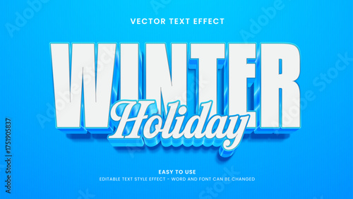 winter holiday editable text effect 3d text vector