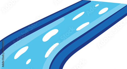 Cartoon River Illustration with Blue Water and Dark Blue Banks.