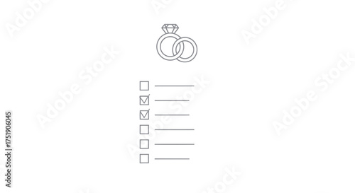 Wedding Planning Checklist with Diamond Rings Icon.