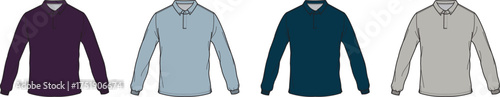 Colorful Polo Shirts Long Sleeve Collection in Blue, Gray, and Purple